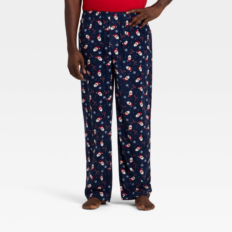 slide 1 of 6, Men's Santa Print Microfleece Holiday Matching Family Pajama Pants - Wondershop™ Navy Blue XXL, 1 ct