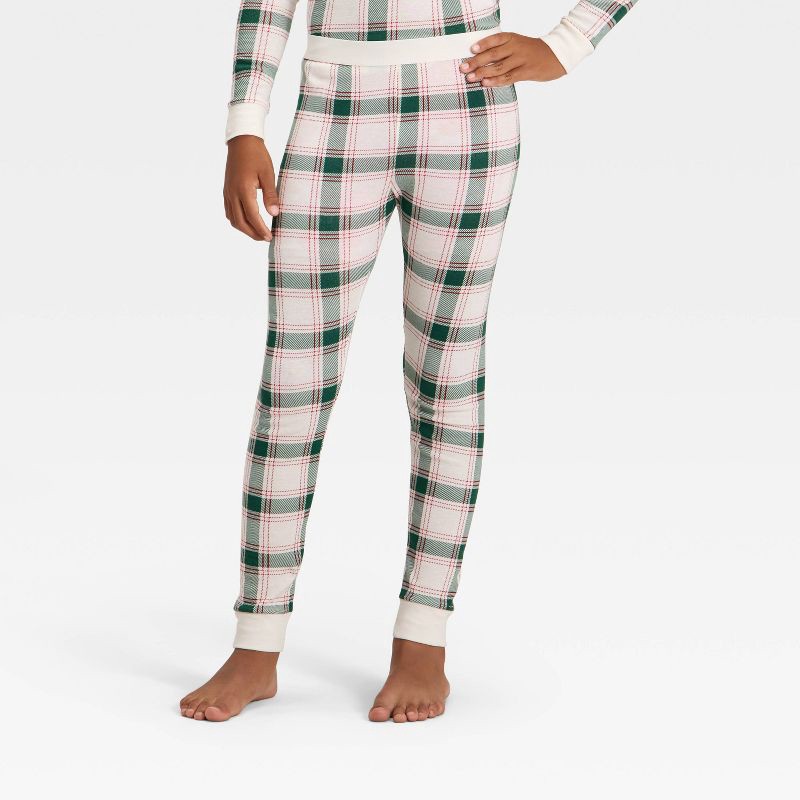 slide 4 of 5, Kids' Plaid Ribbed Long Sleeve Shirt and Pants Holiday Matching Family Pajama Set - Wondershop™ Cream 10, 1 ct