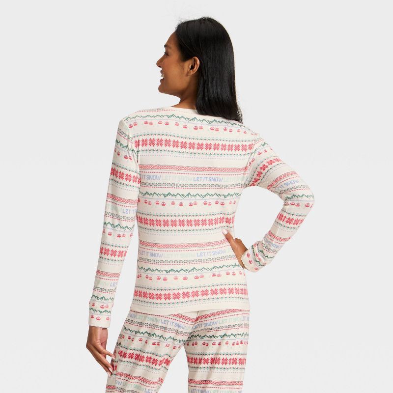slide 2 of 4, Women's "Let it Snow" Fair Isle Cozy Knit Long Sleeve Henley Holiday Matching Family Pajama Shirt - Wondershop™ Cream S, 1 ct