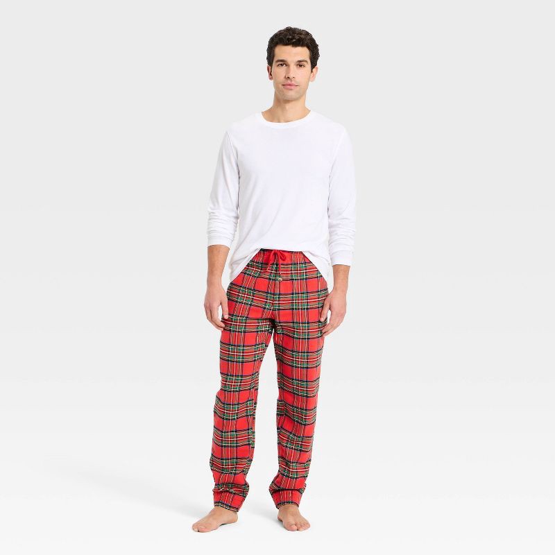 slide 3 of 3, Men's Flannel Pajama Pants - Goodfellow & Co™ Red Plaid S, 1 ct