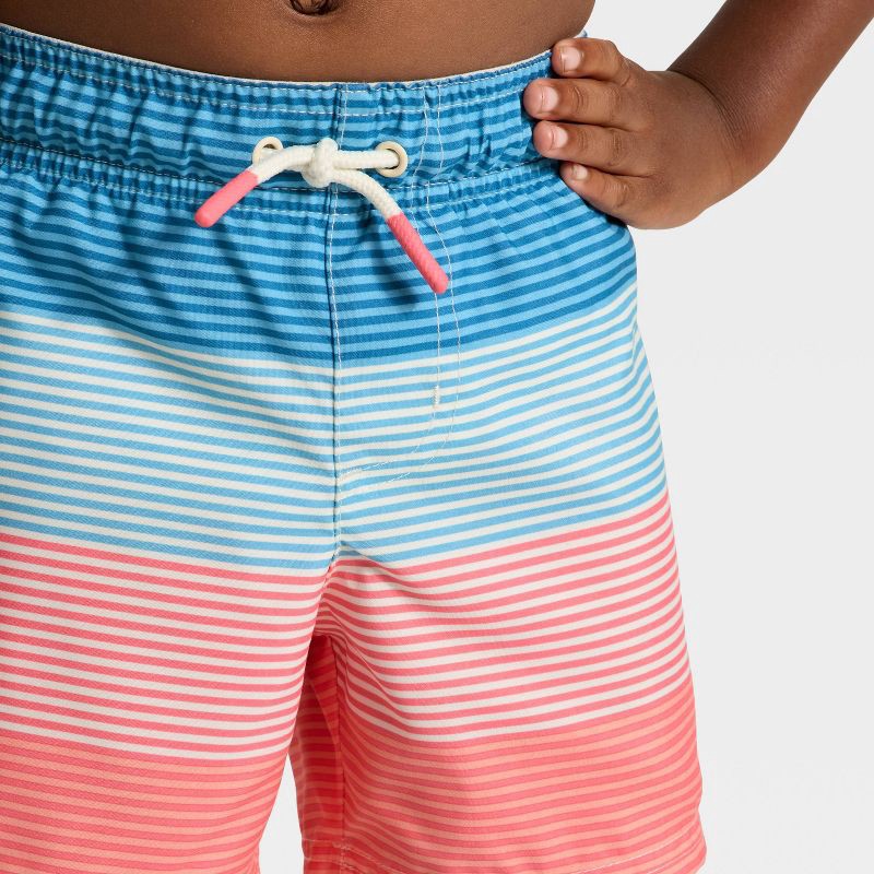 slide 3 of 3, Infant Boys' Striped Swim Trunks - Cat & Jack™ Blue/ Pink 18M, 1 ct