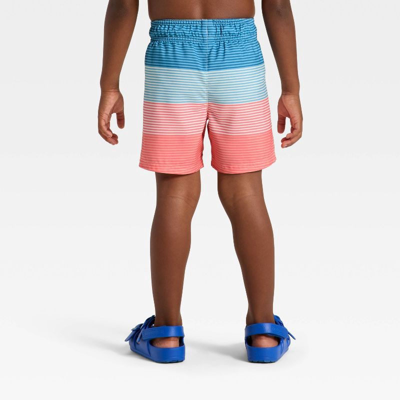 slide 2 of 3, Toddler Boys' Striped Swim Trunks - Cat & Jack™ Blue/ Pink 5T, 1 ct