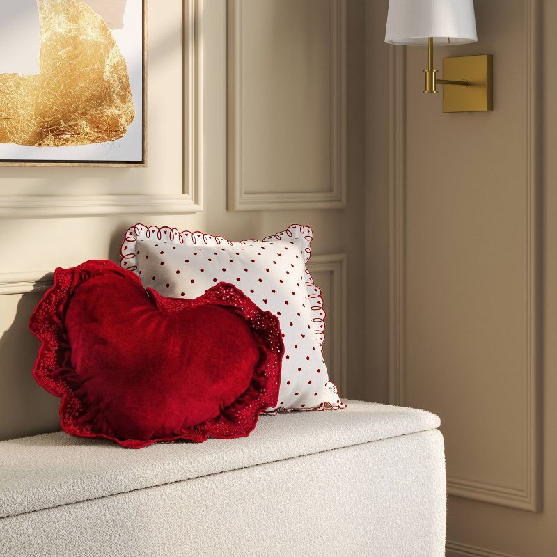 slide 2 of 4, Valentine's Day Ruffled Heart Pillow - Threshold™, 1 ct