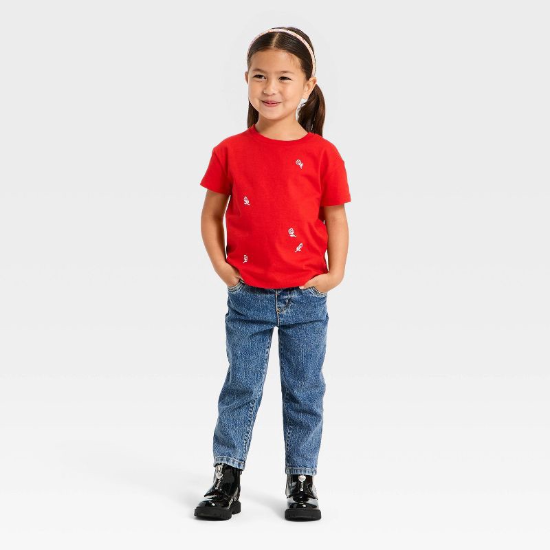 slide 3 of 4, Toddler Girls' Valentine's Relaxed T-Shirt - Cat & Jack™ Medium Red 4T, 1 ct