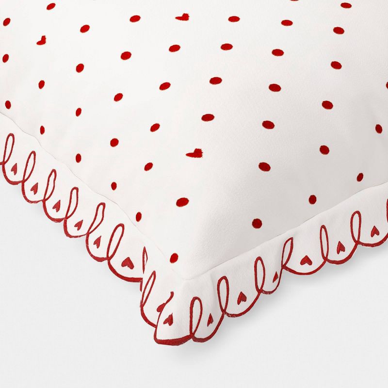 slide 4 of 4, Valentine's Day Square Heart Dot Pillow with Scallop Trim - Threshold™, 1 ct