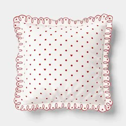 Valentine's Day Square Heart Dot Pillow with Scallop Trim - Threshold™