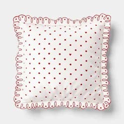 Valentine's Day Square Heart Dot Pillow with Scallop Trim - Threshold™
