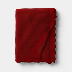 Valentine's Day Heart Knit Throw with Scalloped Trim red - Threshold™