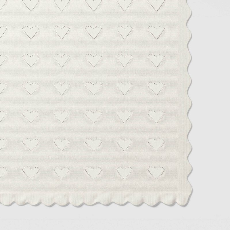 slide 4 of 5, Valentine's Day Heart Knit Throw with Scalloped Trim Ivory - Threshold™, 1 ct