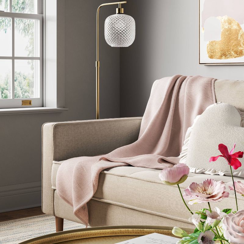slide 2 of 5, Valentine's Day Gauze Throw with Cozy Reverse Pink - Threshold™, 1 ct