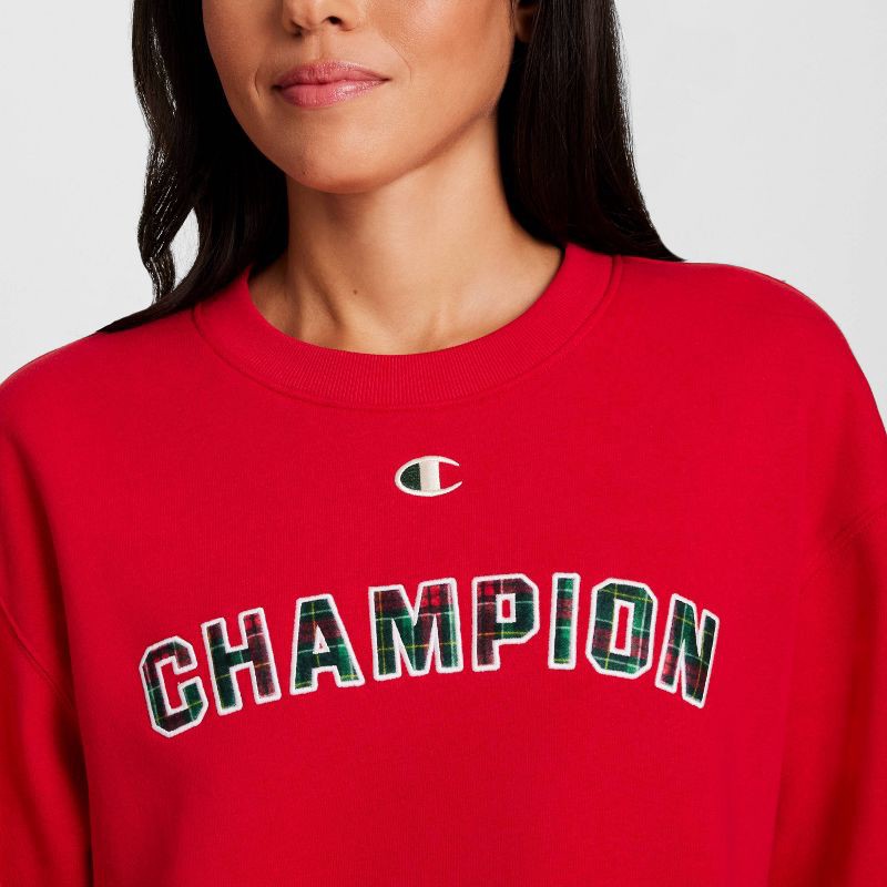 slide 4 of 8, Champion Women's Fleece Sweatshirt - Red Plaid M, 1 ct