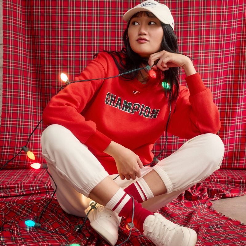 slide 7 of 8, Champion Women's Fleece Sweatshirt - Red Plaid M, 1 ct
