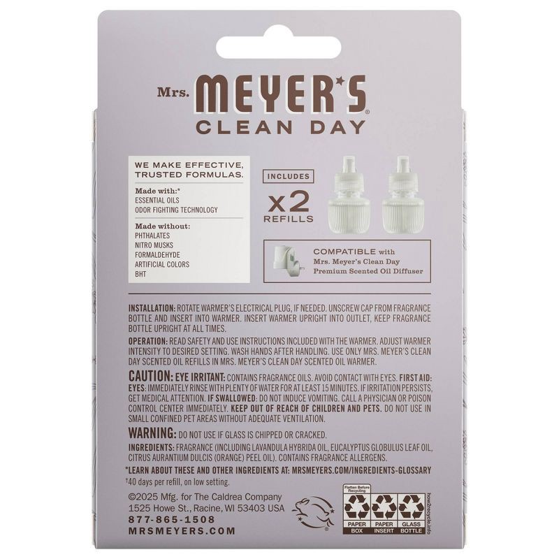 slide 2 of 12, Mrs. Meyer's Clean Day Premium Scented Oil Plug-In Diffuser Air Freshener Refills - Lavender - 0 .67 fl oz/2pk, 2 ct; 0.67 fl oz