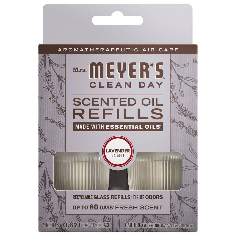 slide 1 of 12, Mrs. Meyer's Clean Day Premium Scented Oil Plug-In Diffuser Air Freshener Refills - Lavender - 0 .67 fl oz/2pk, 2 ct; 0.67 fl oz
