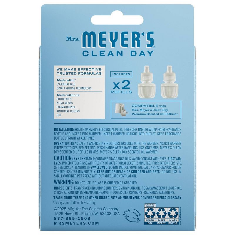 slide 2 of 12, Mrs. Meyer's Clean Day Premium Scented Oil Plug-In Diffuser Air Freshener Refills - Rain Water - 0 .67 fl oz/2pk, 2 ct; 0.67 fl oz