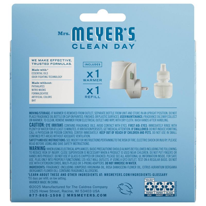slide 2 of 13, Mrs. Meyer's Clean Day Premium Scented Oil Plug-In Diffuser Air Freshener Starter Kits - Rain Water - 1 Warmer + 1 Refill - 0.67 fl oz, 0.67 fl oz