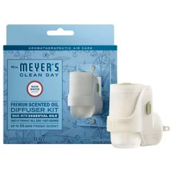 Mrs. Meyer's Clean Day Premium Scented Oil Plug-In Diffuser Air Freshener Starter Kits - Rain Water - 1 Warmer + 1 Refill - 0.67 fl oz