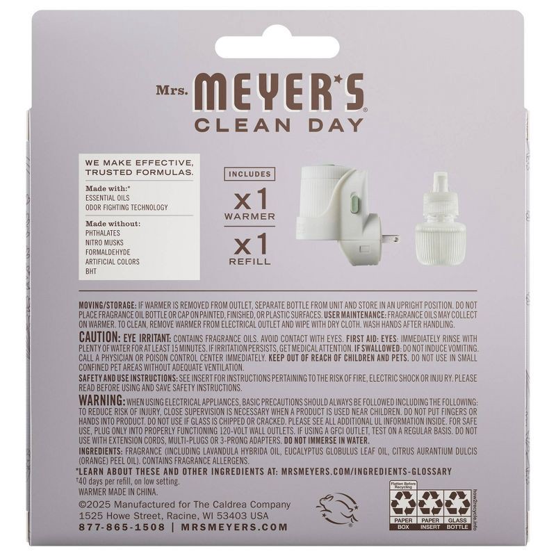slide 2 of 13, Mrs. Meyer's Clean Day Premium Scented Oil Plug-In Diffuser Air Freshener Starter Kits - Lavender - 1 Warmer + 1 Refill - 0.67 fl oz, 0.67 fl oz