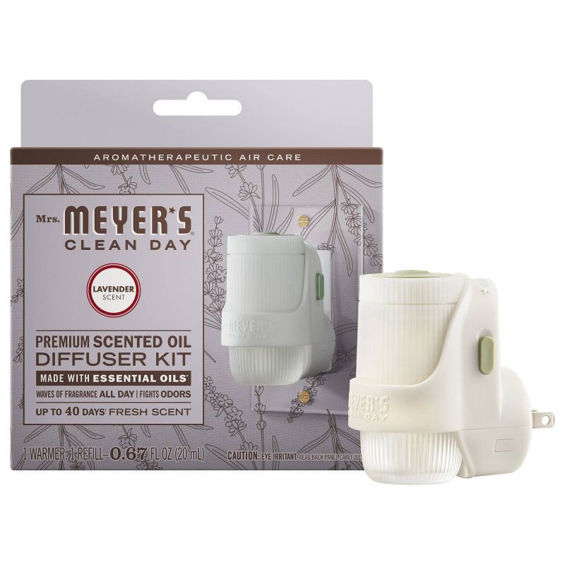 slide 1 of 13, Mrs. Meyer's Clean Day Premium Scented Oil Plug-In Diffuser Air Freshener Starter Kits - Lavender - 1 Warmer + 1 Refill - 0.67 fl oz, 0.67 fl oz