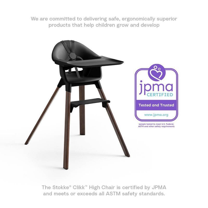 slide 12 of 12, Stokke Clikk High Chair All-in-One with Tray & Harness - Black Warm Brown, 1 ct