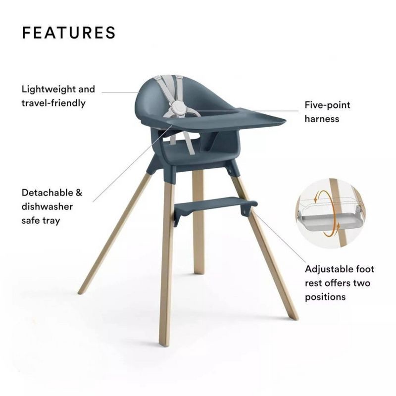 slide 11 of 12, Stokke Clikk High Chair All-in-One with Tray & Harness - Black Warm Brown, 1 ct