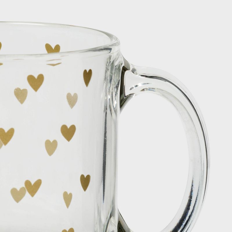 slide 3 of 3, 13 fl oz Glass Mug with Decal Gold Heart - Spritz™, 13 fl oz