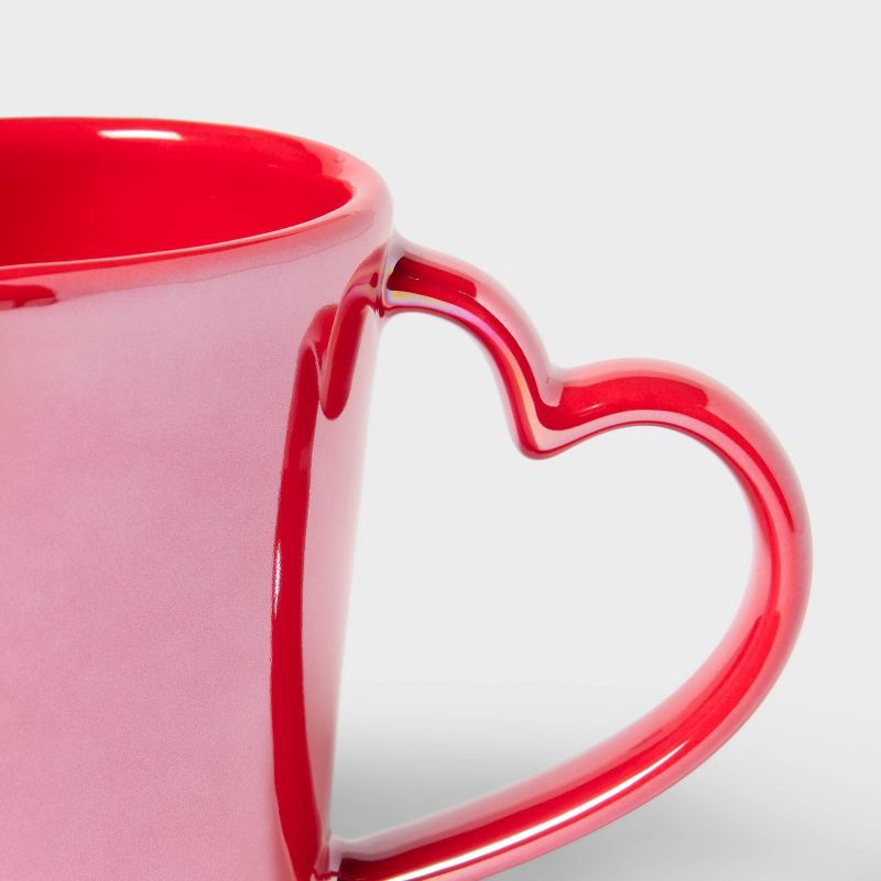 slide 3 of 3, 15 oz Stoneware Heart Handle Mug Red - Spritz™, 15 oz