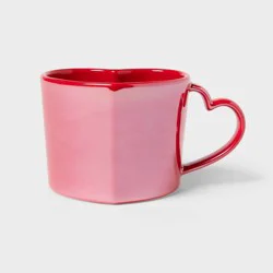 15 oz Stoneware Heart Handle Mug Red - Spritz™