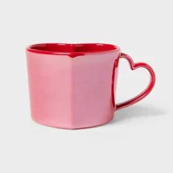 15 oz Stoneware Heart Handle Mug Red - Spritz™