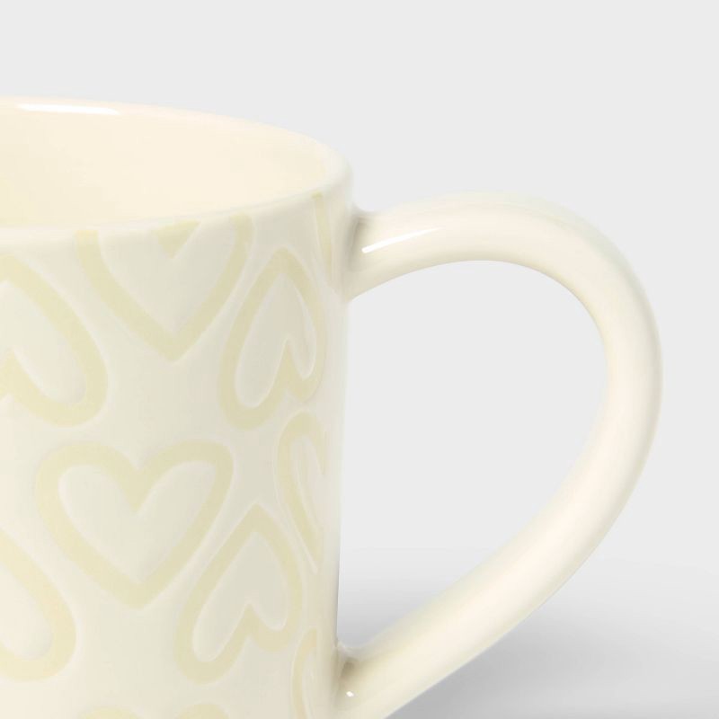 slide 3 of 3, 16oz Stoneware Neutral Hearts Can Mug White - Spritz™, 16 oz