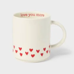 14oz Stoneware Love You More Hearts Stacking Mug White - Spritz™
