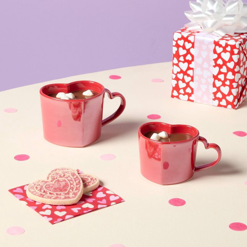 slide 2 of 3, 8 oz Stoneware Heart Handle Mug Red - Spritz™, 8 oz
