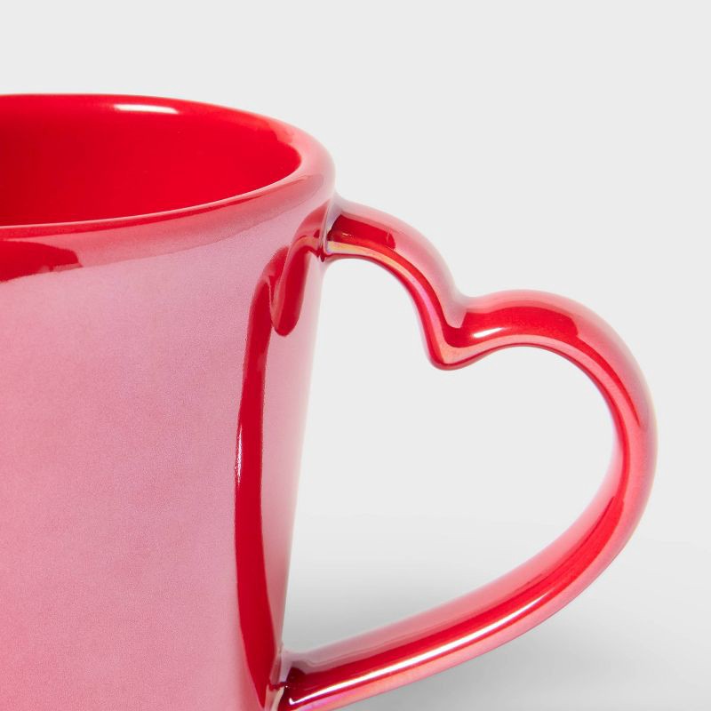 slide 3 of 3, 8 oz Stoneware Heart Handle Mug Red - Spritz™, 8 oz