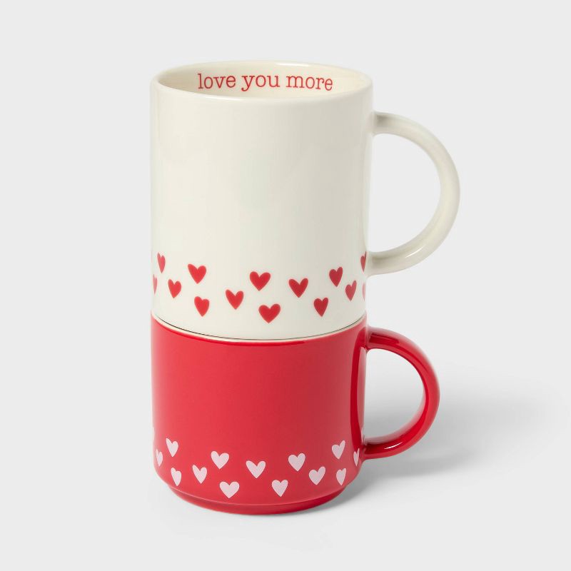 slide 4 of 4, 14oz Stoneware Love you Hearts Stacking Mug Red - Spritz™, 14 oz