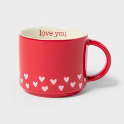 14oz Stoneware Love you Hearts Stacking Mug Red - Spritz™