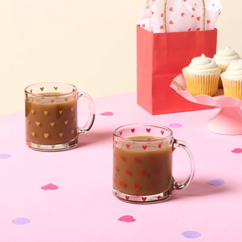 slide 2 of 3, 13 fl oz Glass Mug with Decal Red Heart - Spritz™, 13 fl oz