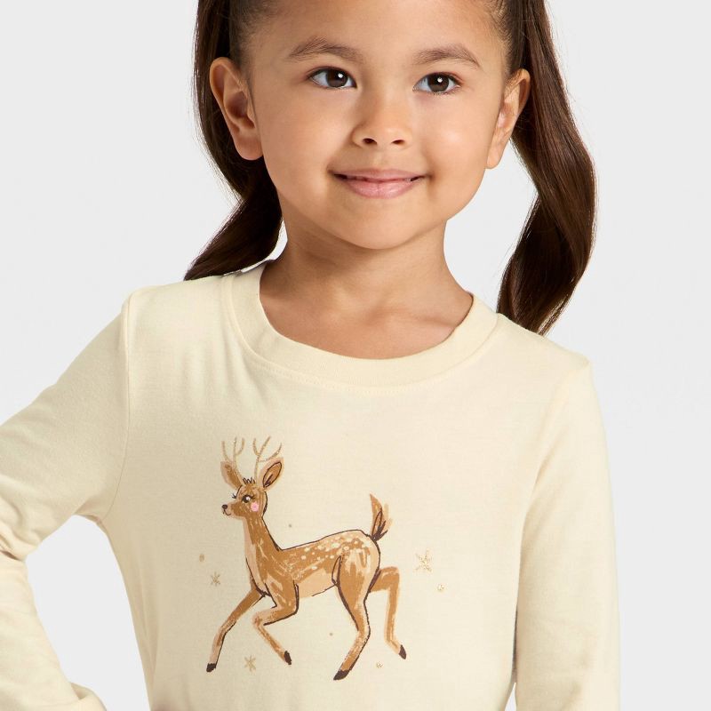 slide 3 of 4, Toddler Girls' Long Sleeve Graphic T-Shirt - Cat & Jack™ Beige 12M, 1 ct