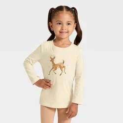 Toddler Girls' Long Sleeve Graphic T-Shirt - Cat & Jack™ Beige 3T