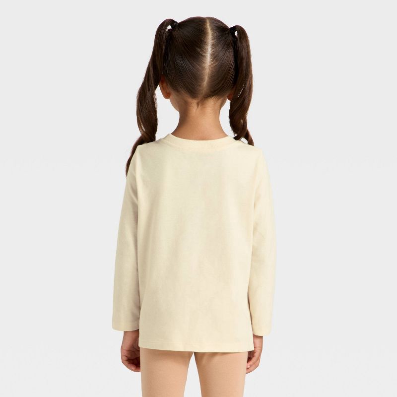 slide 3 of 4, Toddler Girls' Long Sleeve Graphic T-Shirt - Cat & Jack™ Beige 5T, 1 ct