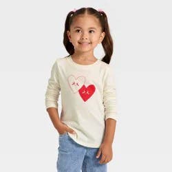 Toddler Girls' Long Sleeve Graphic T-Shirt - Cat & Jack™ Cream 2T