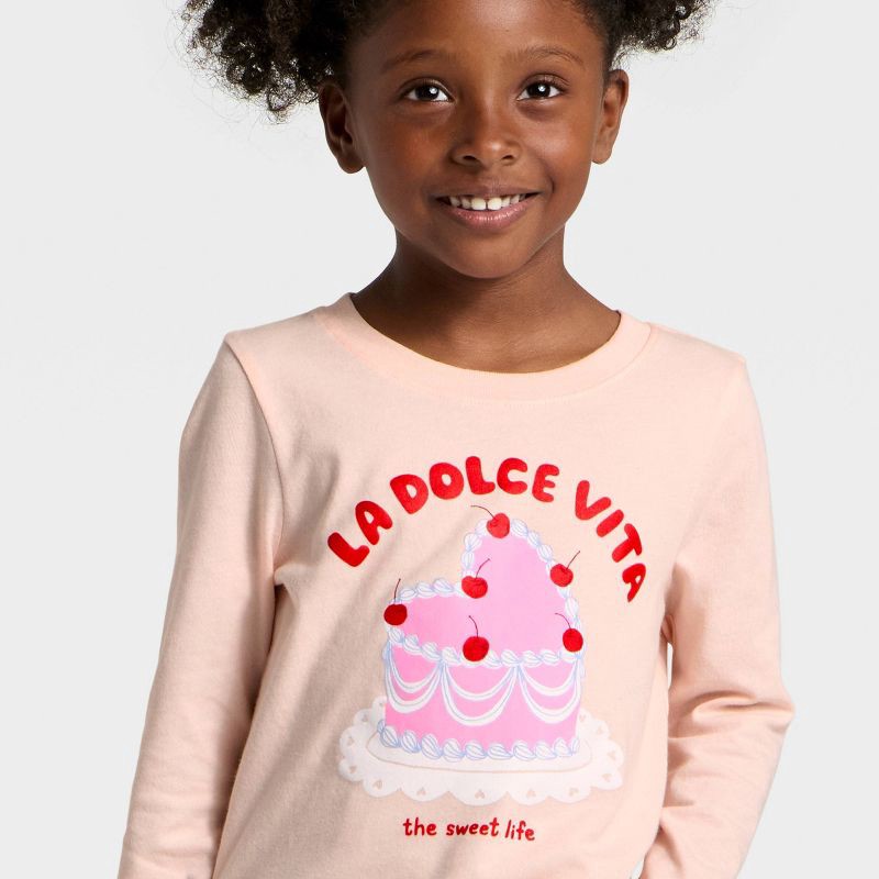 slide 2 of 4, Toddler Girls' Long Sleeve Graphic T-Shirt - Cat & Jack™ Coral Pink 5T, 1 ct