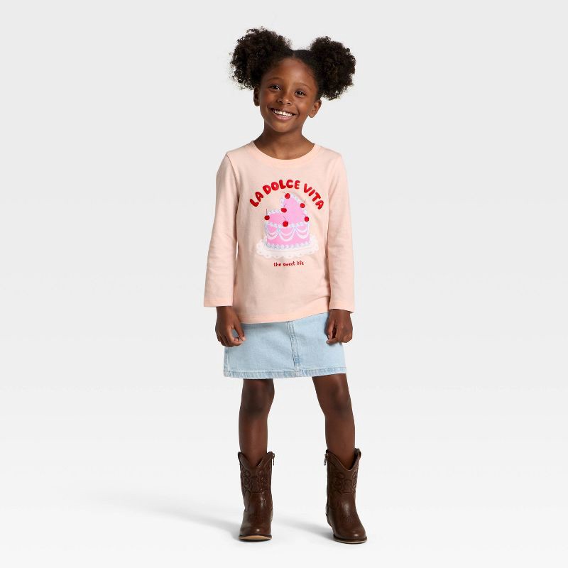 slide 4 of 4, Toddler Girls' Long Sleeve Graphic T-Shirt - Cat & Jack™ Coral Pink 5T, 1 ct