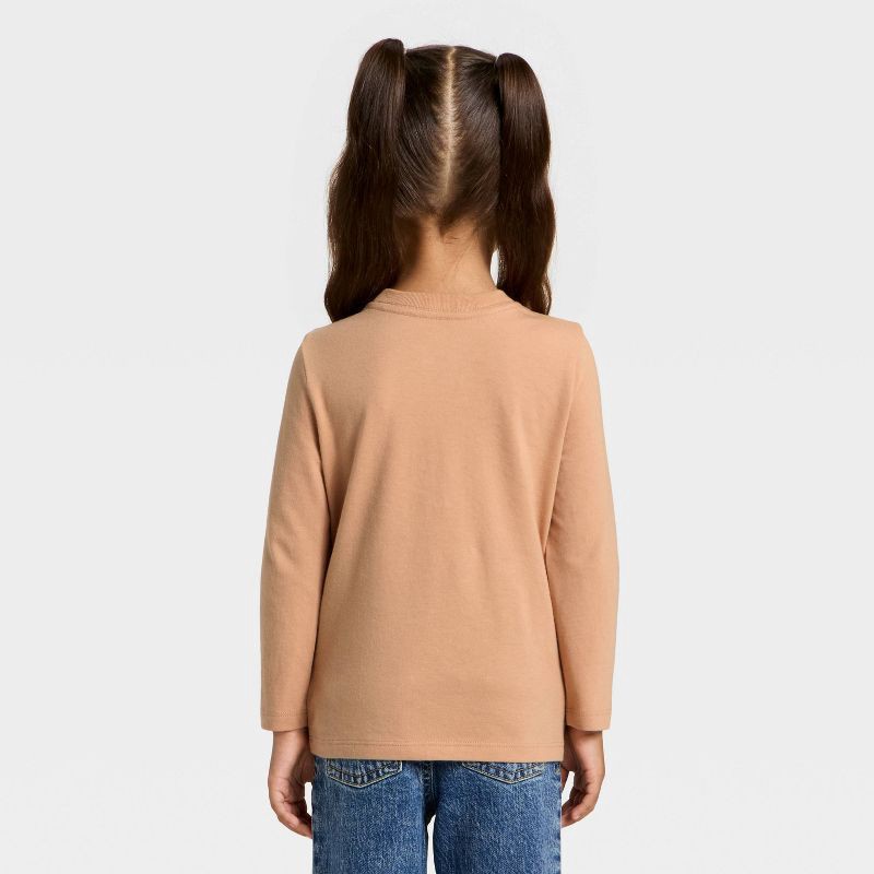 slide 3 of 4, Toddler Girls' Long Sleeve Graphic T-Shirt - Cat & Jack™ Light Brown 3T, 1 ct
