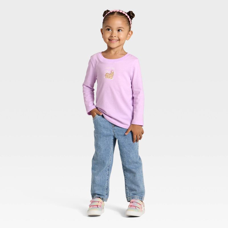 slide 4 of 4, Toddler Girls' Long Sleeve 'Apres Ski' Graphic T-Shirt - Cat & Jack™ Lilac Purple 18M, 1 ct