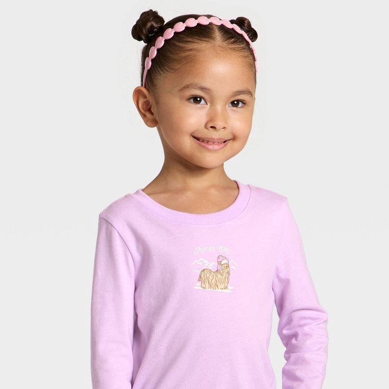 slide 2 of 4, Toddler Girls' Long Sleeve 'Apres Ski' Graphic T-Shirt - Cat & Jack™ Lilac Purple 3T, 1 ct