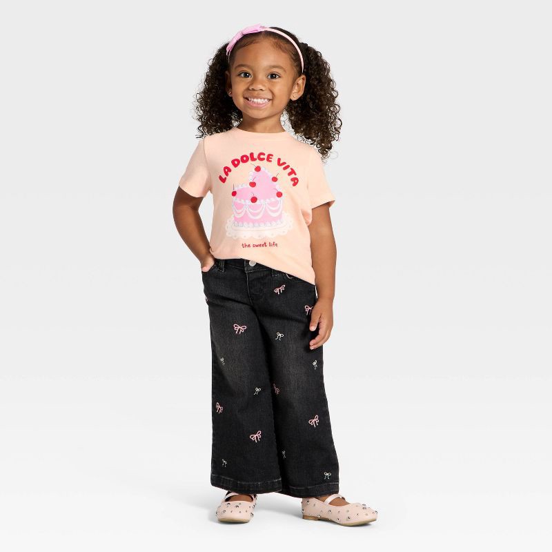 slide 4 of 4, Toddler Girls' Short Sleeve 'La Dolce Vita' Graphic T-Shirt - Cat & Jack™ Peach Orange 3T, 1 ct