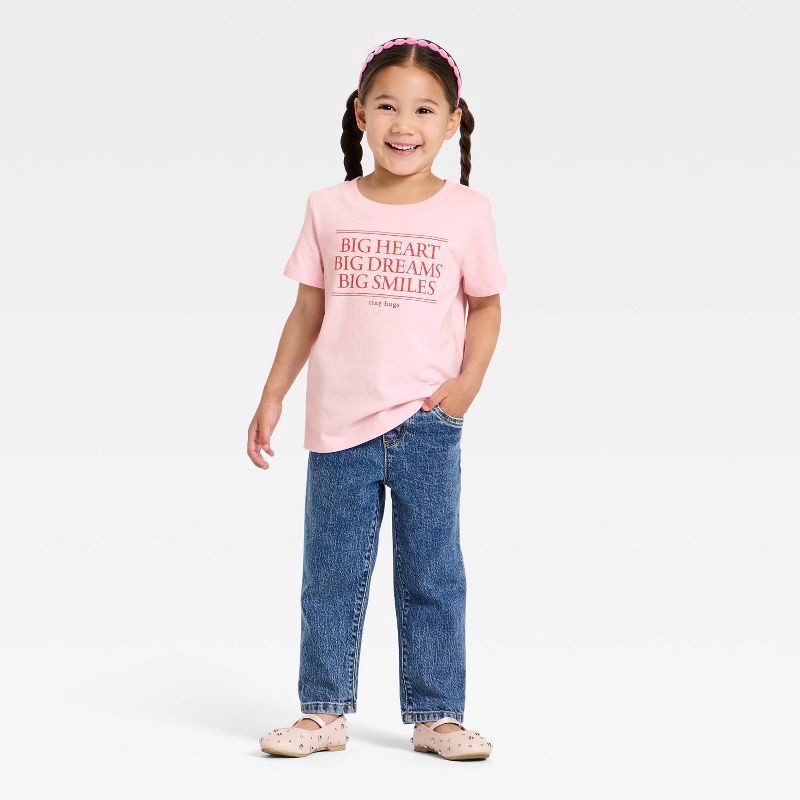 slide 4 of 4, Toddler Girls' Short Sleeve 'Big Heart' Graphic T-Shirt - Cat & Jack™ Light Pink 4T, 1 ct