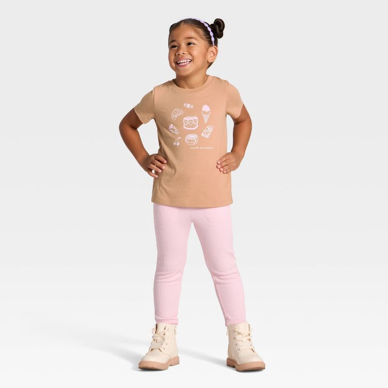 slide 4 of 4, Toddler Girls' Short Sleeve Snack Connoisseur Graphic T-Shirt - Cat & Jack™ Light Brown 12M, 1 ct