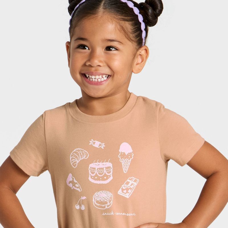 slide 2 of 4, Toddler Girls' Short Sleeve Snack Connoisseur Graphic T-Shirt - Cat & Jack™ Light Brown 2T, 1 ct
