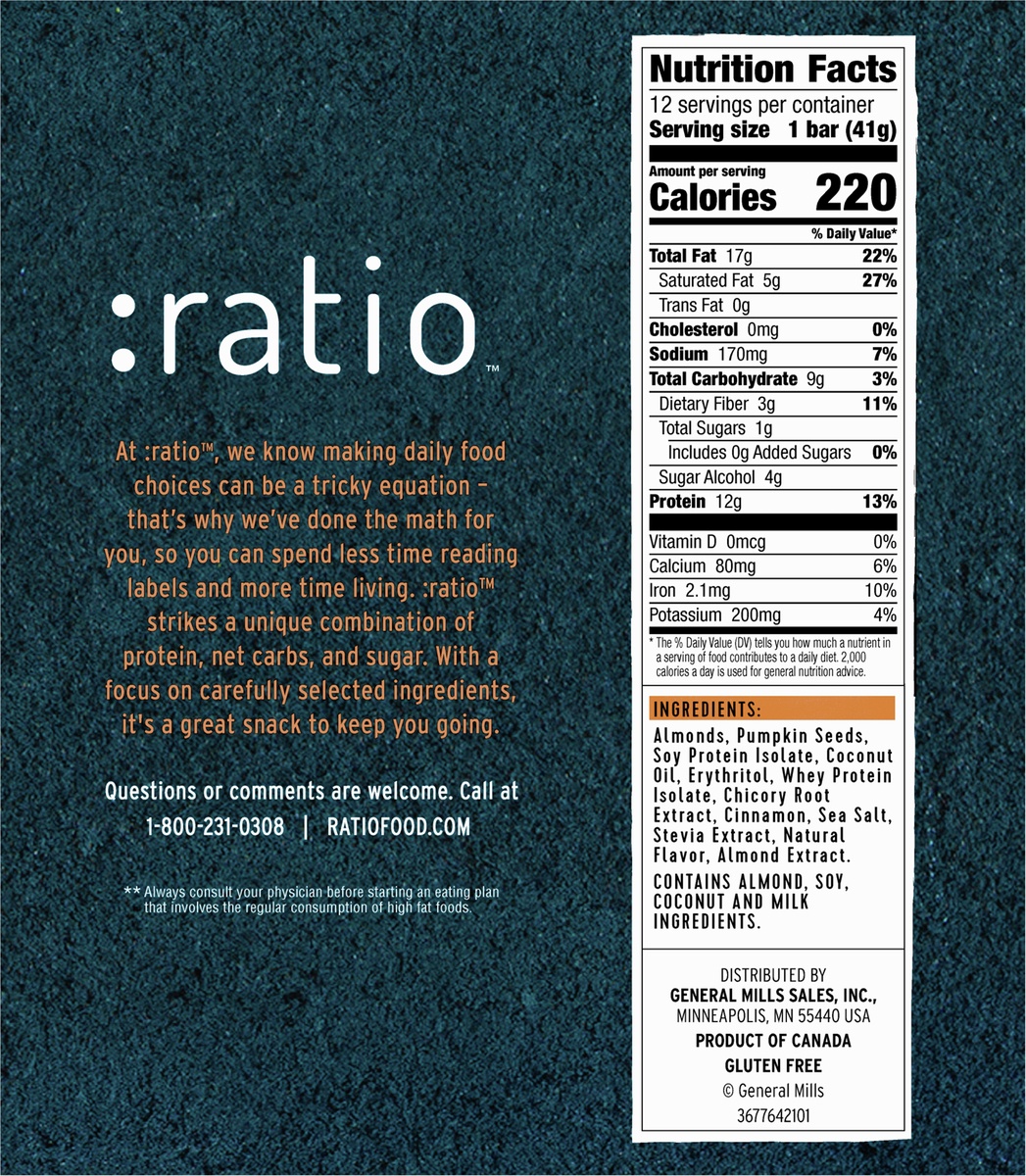 slide 8 of 11, :ratio KETO Friendly Crunchy Bars, Toasted Almond, Gluten Free Snack, 12 ct, 17.4 oz